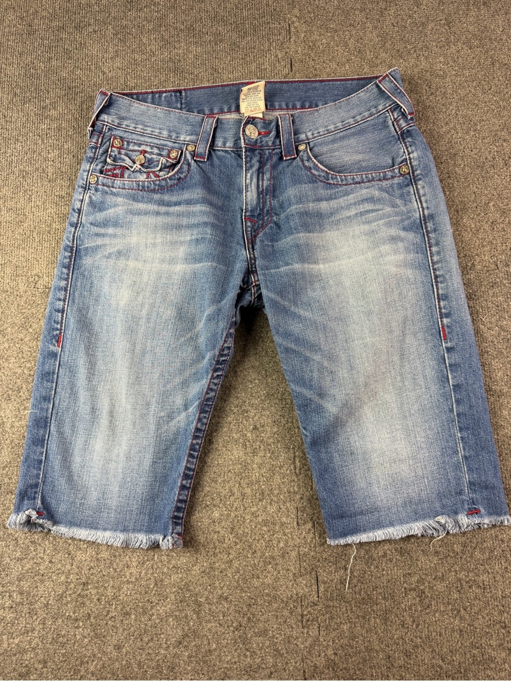 True Religion Cut Off Mens 100% Cotton Denim 14” Shorts Size 32 Blue